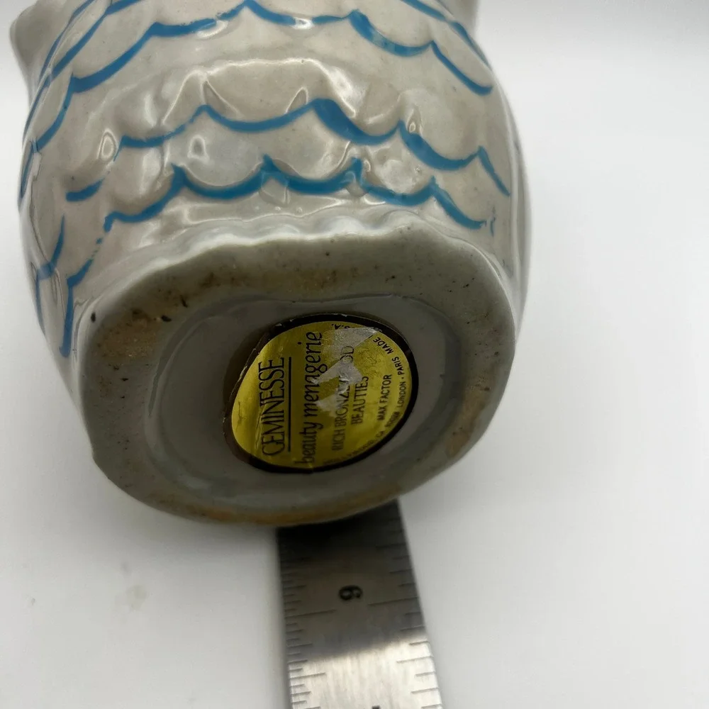 Vintage Ceramic Owl Vase Brush Holder, Vanity Organizer